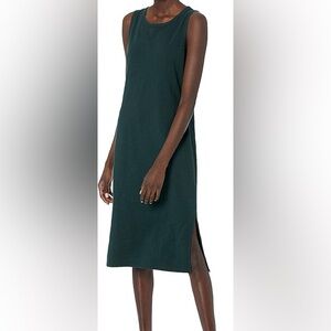100% Cotton Dark Green Midi Dress